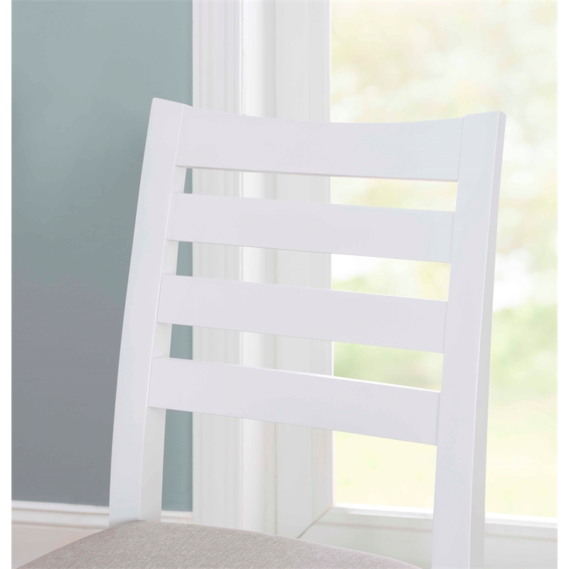 Riverbay Furniture Beech Wood Upholstered Set of Two Counter Stools in White