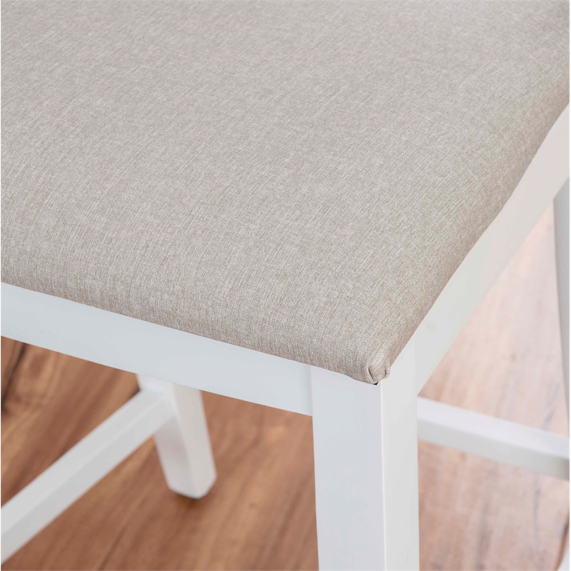 Riverbay Furniture Beech Wood Upholstered Set of Two Counter Stools in White