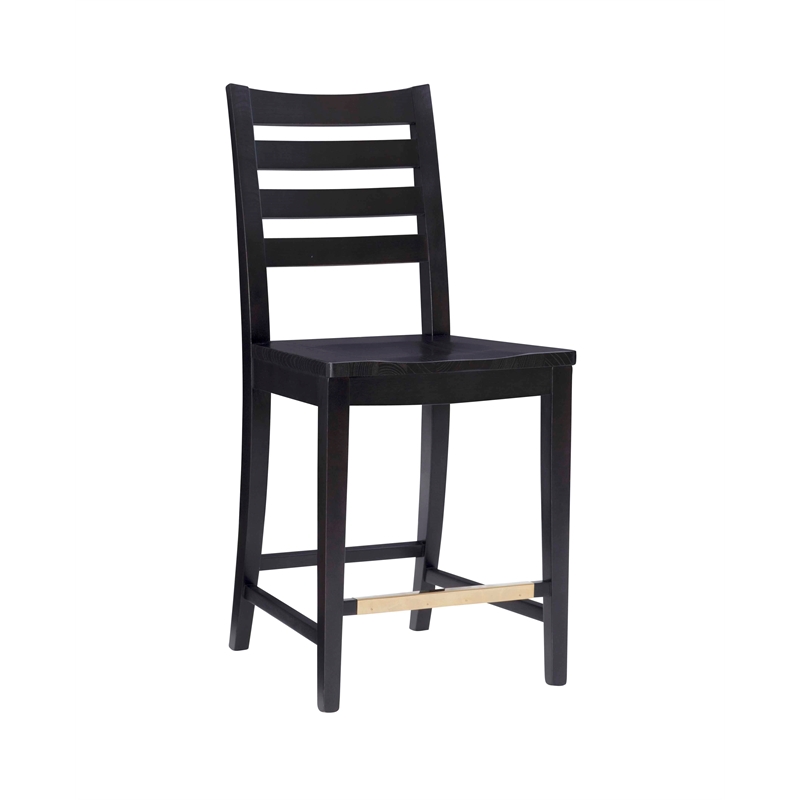 Riverbay Furniture Transitional Beech Wood Set of Two Counter Stools in Black