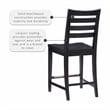 Riverbay Furniture Transitional Beech Wood Set of Two Counter Stools in Black