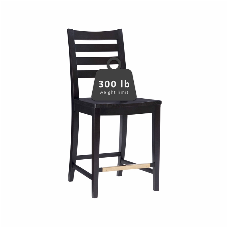 Riverbay Furniture Transitional Beech Wood Set of Two Counter Stools in Black