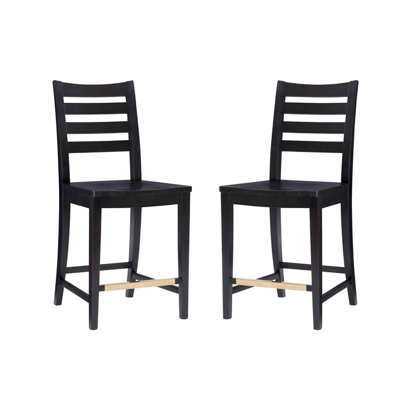 Riverbay Furniture Transitional Beech Wood Set of Two Counter Stools in Black