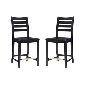 Riverbay Furniture Transitional Beech Wood Set of Two Counter Stools in Black