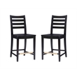 Riverbay Furniture Transitional Beech Wood Set of Two Counter Stools in Black