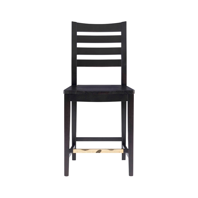 Riverbay Furniture Transitional Beech Wood Set of Two Counter Stools in Black