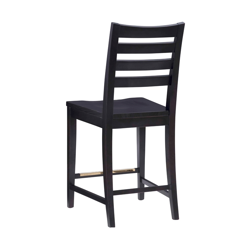 Riverbay Furniture Transitional Beech Wood Set of Two Counter Stools in Black