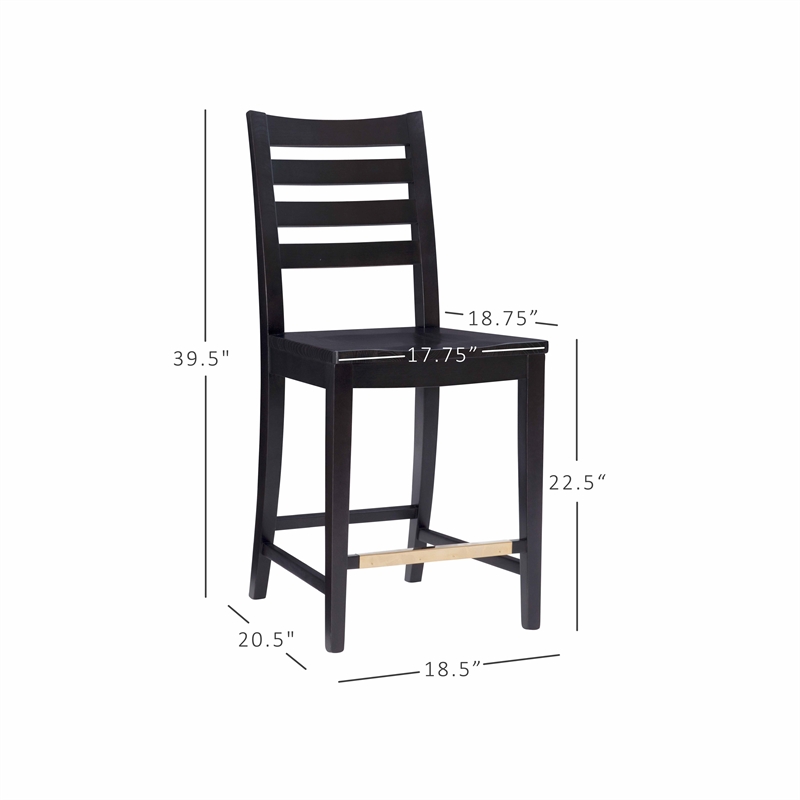Riverbay Furniture Transitional Beech Wood Set of Two Counter Stools in Black