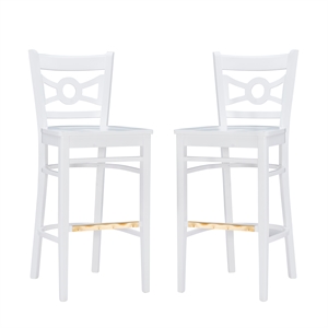 Riverbay Furniture Transitional Solid Wood Set of Two Barstools in White
