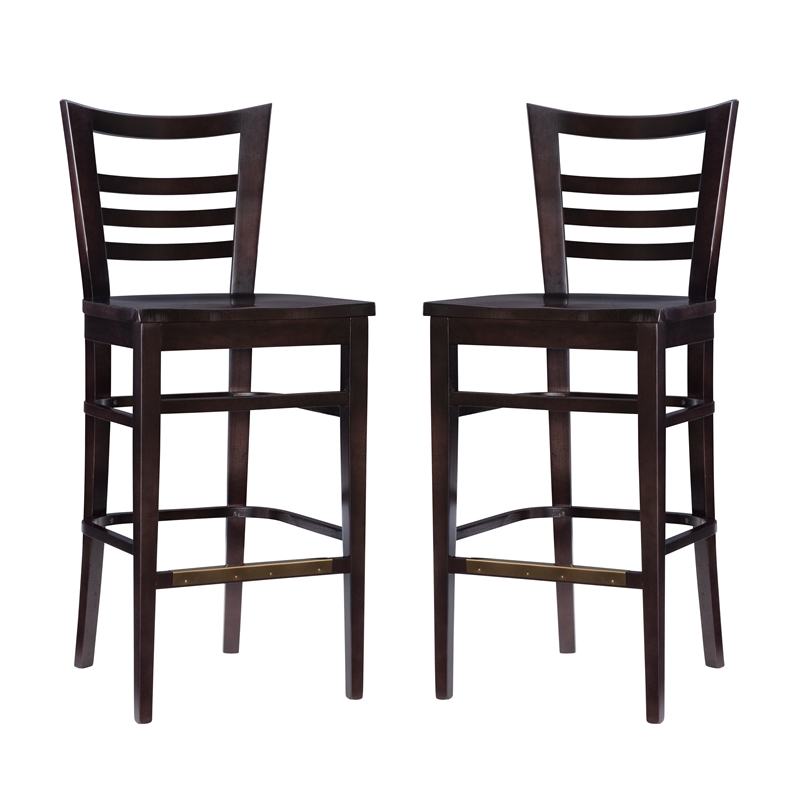 Riverbay Furniture Transitional Solid Wood Set of Two Barstools in Brown