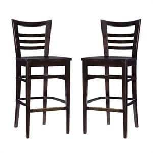 Riverbay Furniture Transitional Solid Wood Set of Two Barstools in Brown