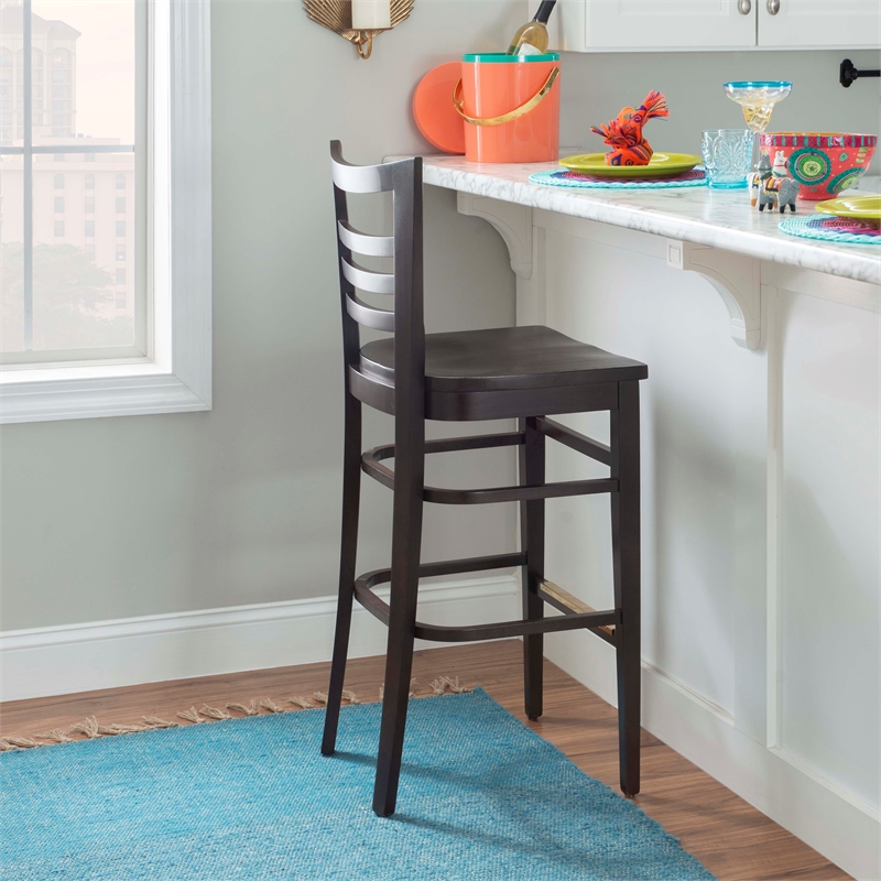 Riverbay Furniture Transitional Solid Wood Set of Two Barstools in Brown