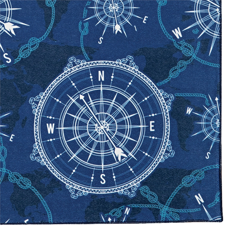 Riverbay Furniture Transitional Washable Polyester 2'x8' Rug in Blue