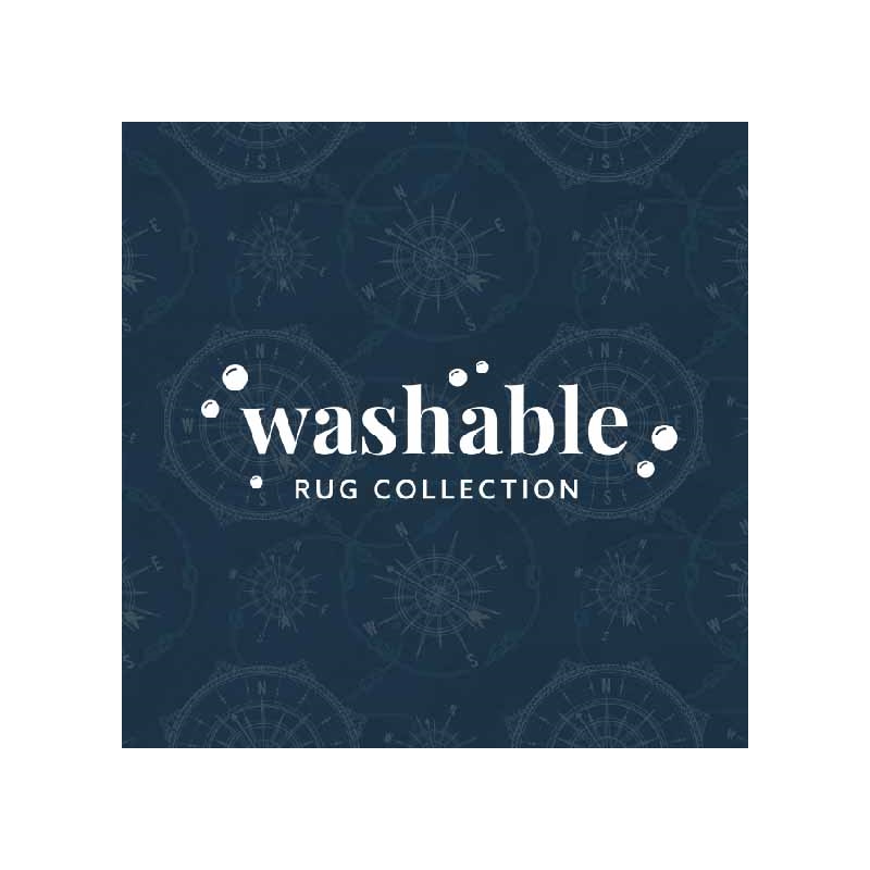 Riverbay Furniture Transitional Washable Polyester 2'x8' Rug in Blue