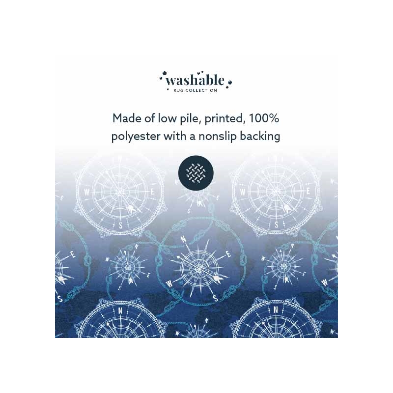 Riverbay Furniture Transitional Washable Polyester 2'x8' Rug in Blue