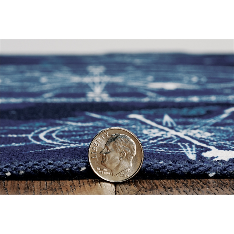 Riverbay Furniture Transitional Washable Polyester 2'x8' Rug in Blue