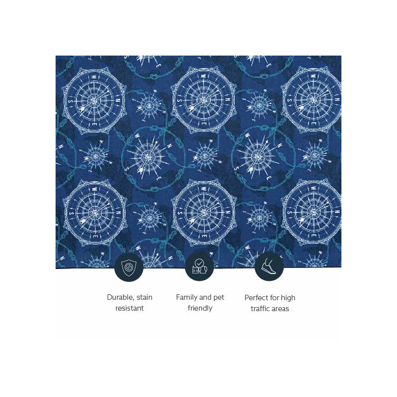 Riverbay Furniture Transitional Washable Polyester 2'x8' Rug in Blue