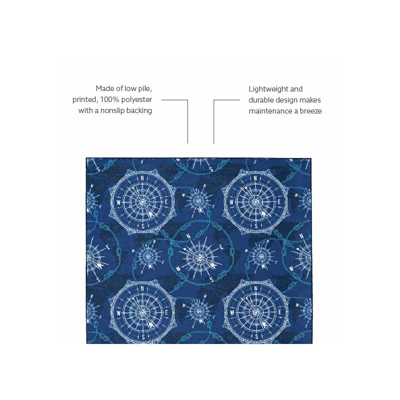 Riverbay Furniture Transitional Washable Polyester 2'x8' Rug in Blue