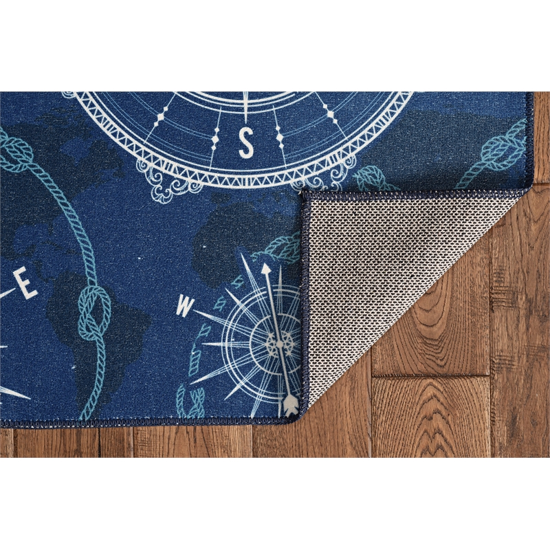 Riverbay Furniture Transitional Washable Polyester 3'x5' Rug in Blue