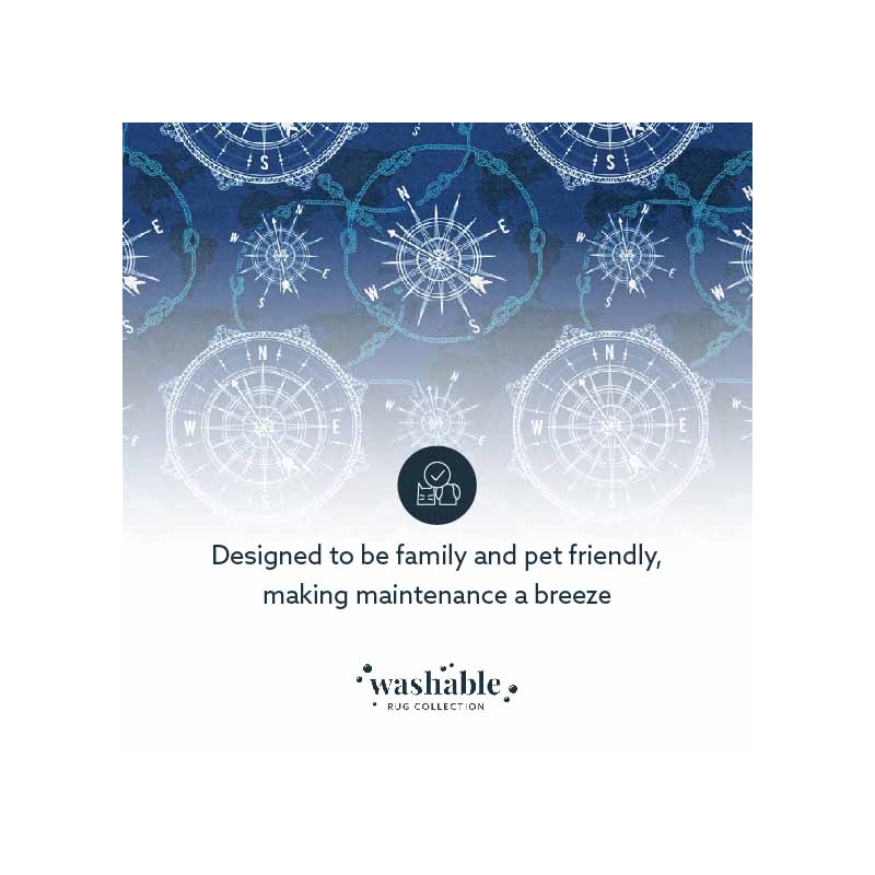 Riverbay Furniture Transitional Washable Polyester 3'x5' Rug in Blue