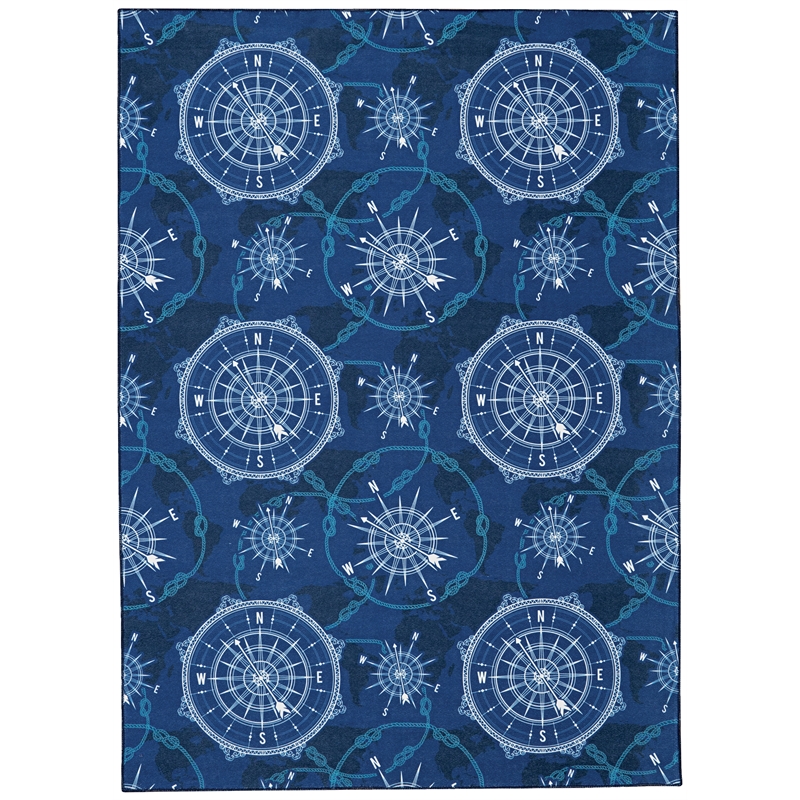 Riverbay Furniture Transitional Washable Polyester 3'x5' Rug in Blue