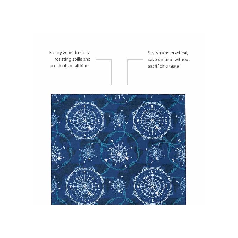 Riverbay Furniture Transitional Washable Polyester 3'x5' Rug in Blue