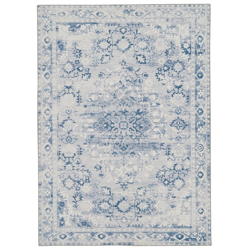 Riverbay Furniture Transitional Washable Polyester 5'x7' Rug in Gray