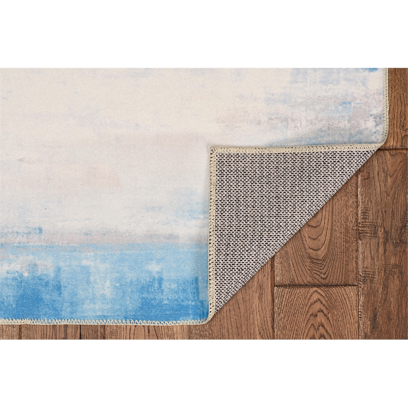 Riverbay Furniture Transitional Washable Polyester 2'x8' Rug in Ivory