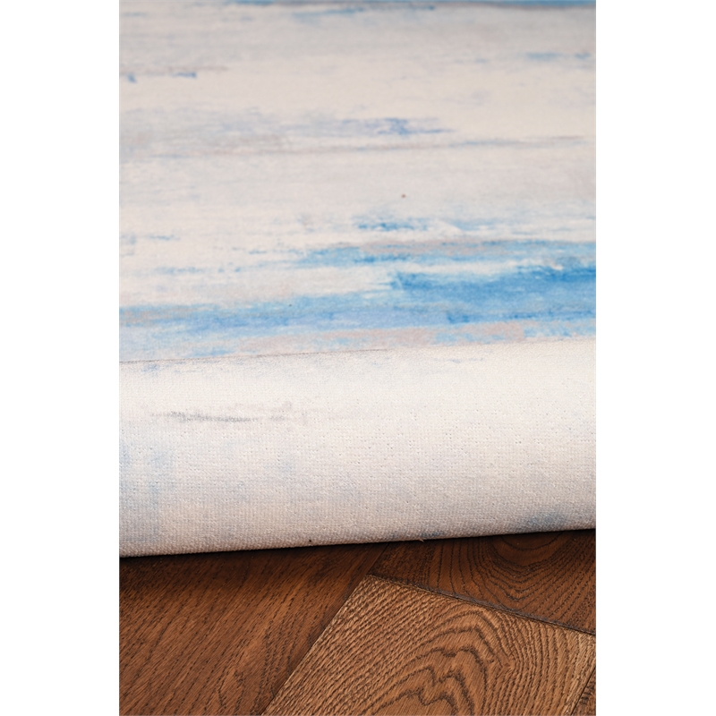 Riverbay Furniture Transitional Washable Polyester 2'x8' Rug in Ivory