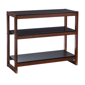 riverbay furniture transitional wood low bookcase in black and walnut