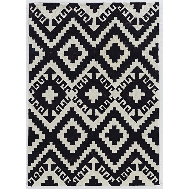 Riverbay Furniture Transitional Polyester 5'x7' Rug in Ivory and Black