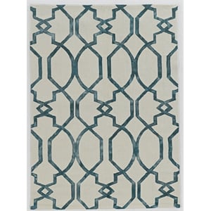 Riverbay Furniture Transitional Polyester 5'x7' Rug in Ivory and Teal