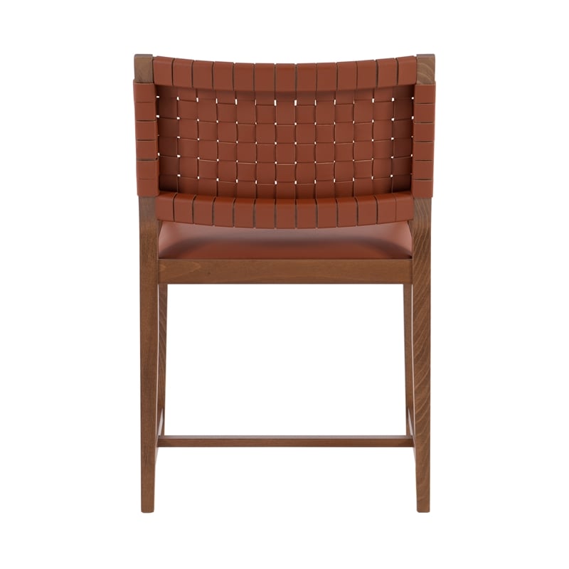 Riverbay Furniture Modern Beech Wood and Leather Arm Chair in Brown