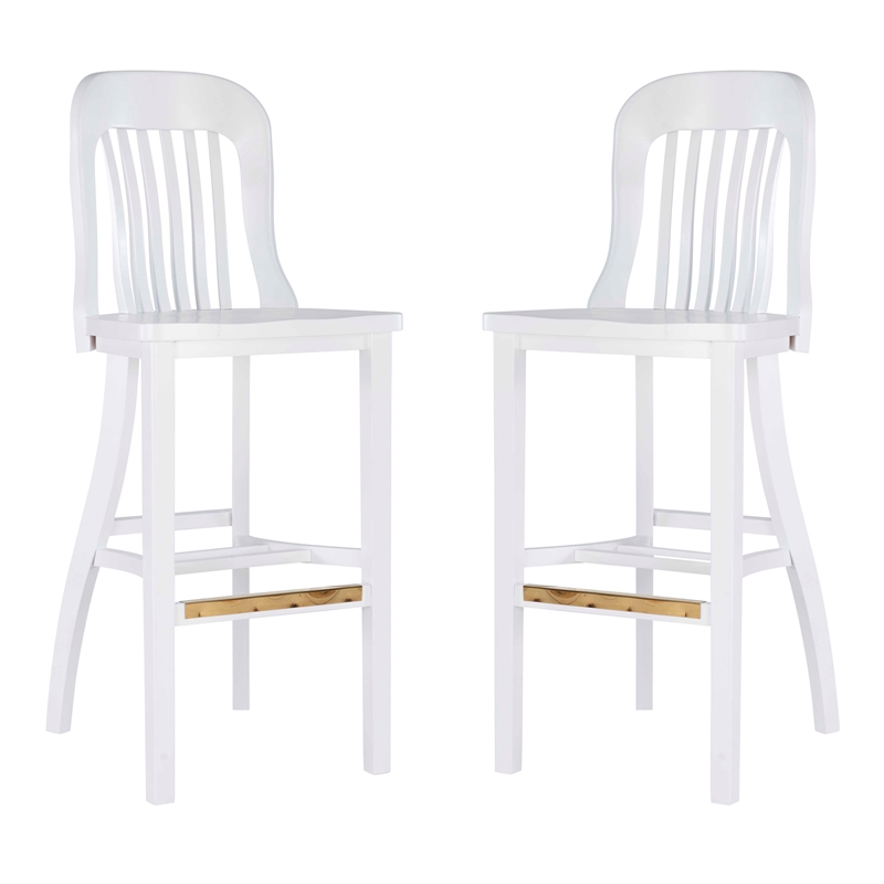 Riverbay Furniture Transitional Wood Set of Two Counter Stools in White