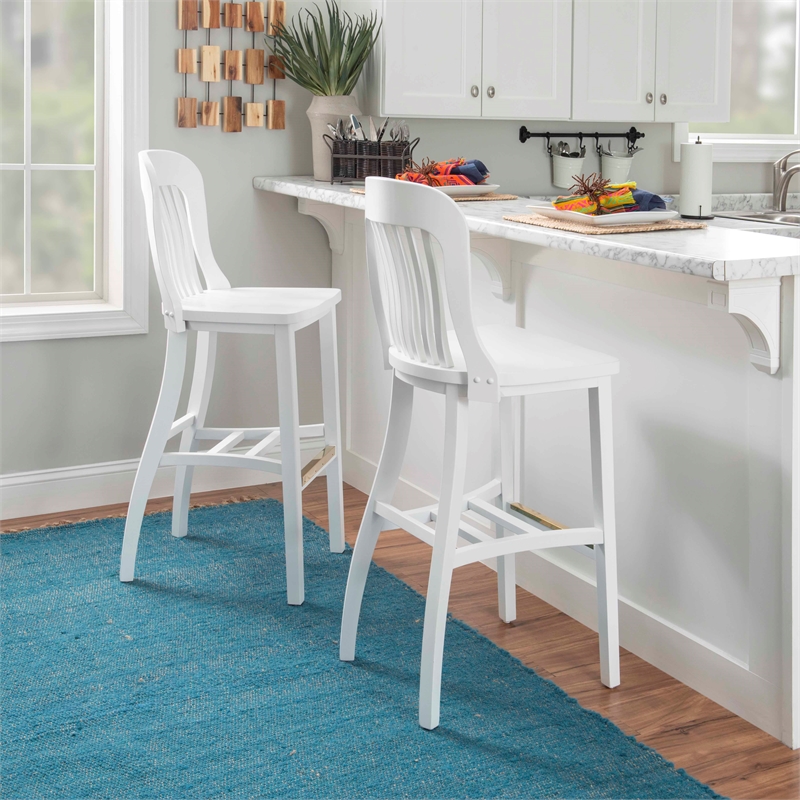 Riverbay Furniture Transitional Wood Set of Two Counter Stools in White