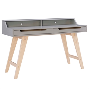 Riverbay Furniture Modern Wood Two Drawer Desk in Gray