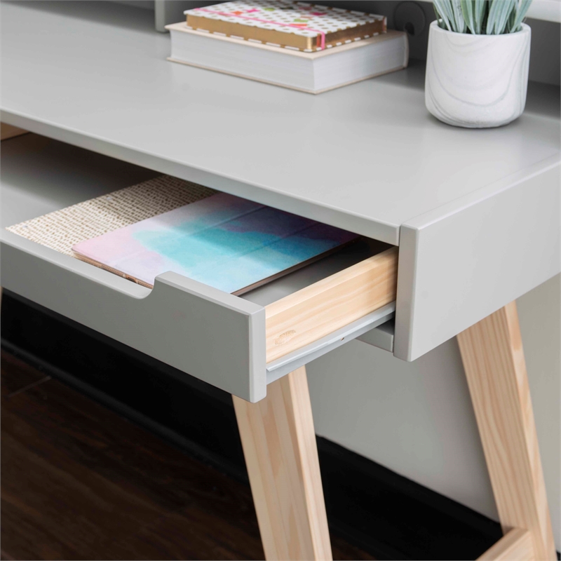 Riverbay Furniture Modern Wood Two Drawer Desk in Gray