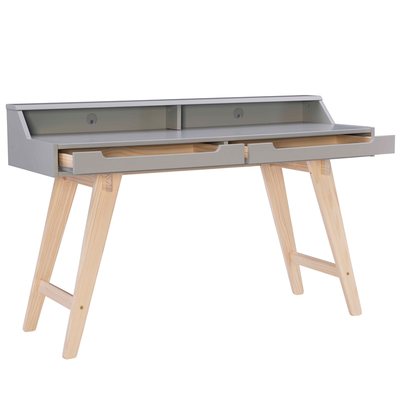 Riverbay Furniture Modern Wood Two Drawer Desk in Gray