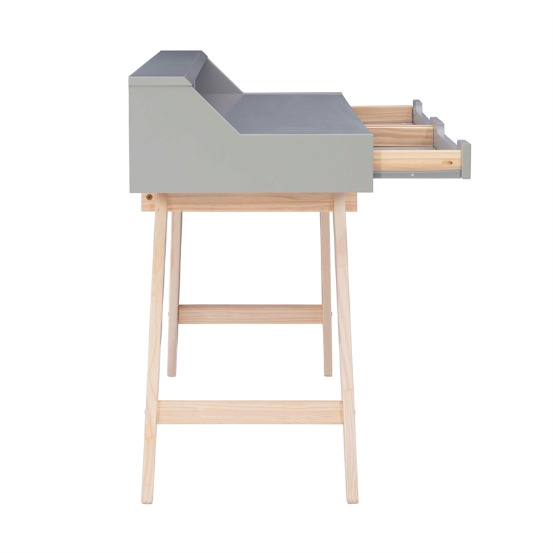 Riverbay Furniture Modern Wood Two Drawer Desk in Gray