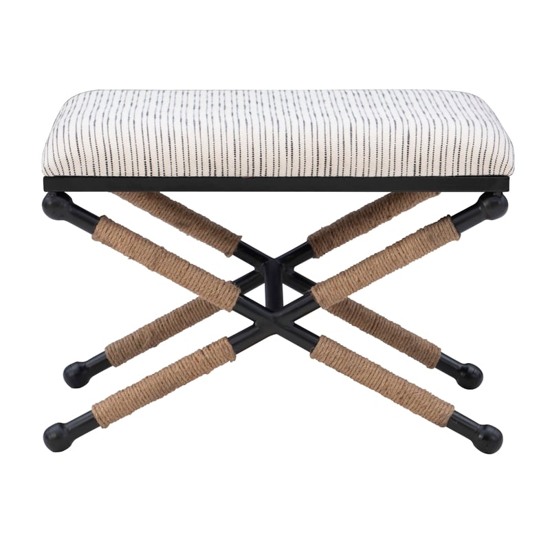 Riverbay Furniture Modern Metal Campaign Accent Stool in Black