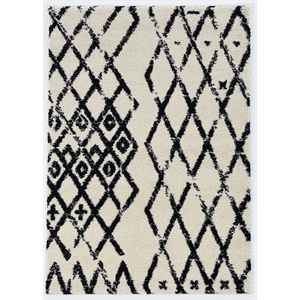 riverbay furniture transitional polypropylene 3'x5' rug in ivory and black
