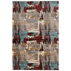riverbay furniture transitional polypropylene 3'x5' rug in beige and teal