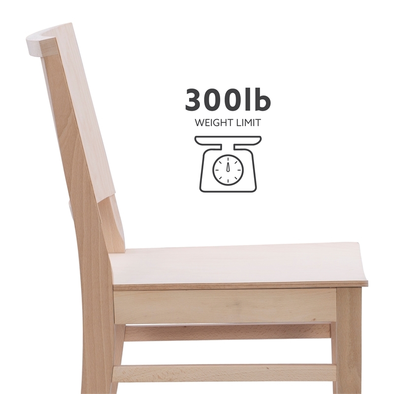 Riverbay Furniture 19'' Mid-Century Wood Side Chair in Natural (Set of 2)