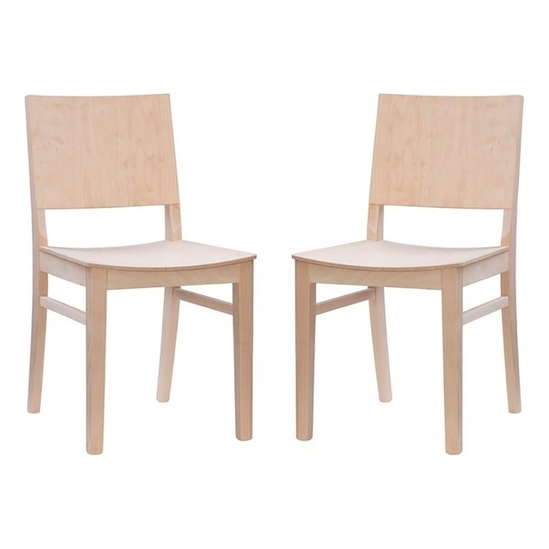 Riverbay Furniture 19'' Mid-Century Wood Side Chair in Natural (Set of 2)