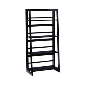 riverbay furniture transitional wood folding bookcase in black