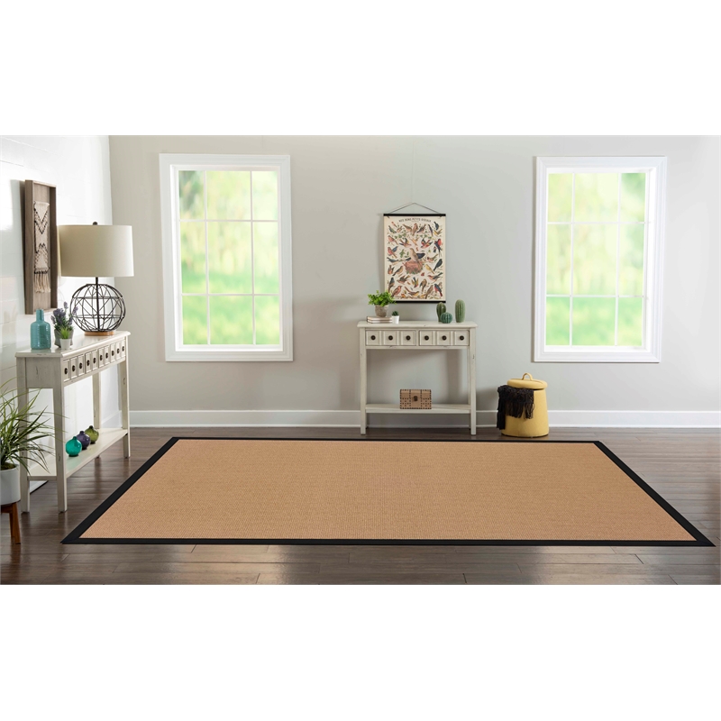 Riverbay Furniture Machine Tufted Wool 8'x11' Rug in Cork Brown and Black