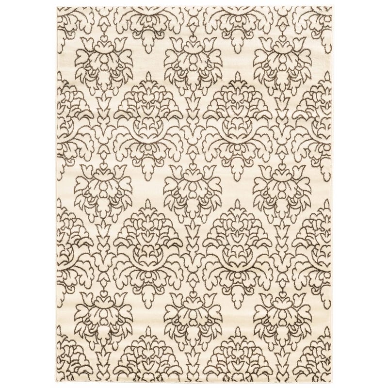 Riverbay Furniture Transitional Polypropylene 8'x10' Rug in Cream and Brown