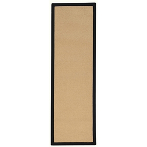 Riverbay Furniture Machine Tufted Wool 2'6&quotx8' Rug in Sisal and Black Leather