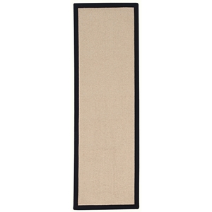 Riverbay Furniture Machine Tufted Wool 2'6&quotx8' Rug in Natural and Black Leather