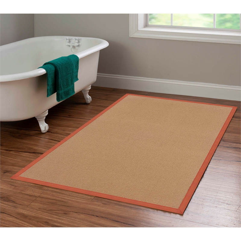 Riverbay Furniture Machine Tufted Wool 4'x6' Rug in Cork Brown and Burnt Orange