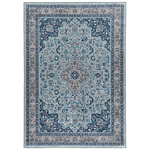 Riverbay Furniture Traditional Woven Polyester 6'7&quotx9'7&quot Rug in Blue